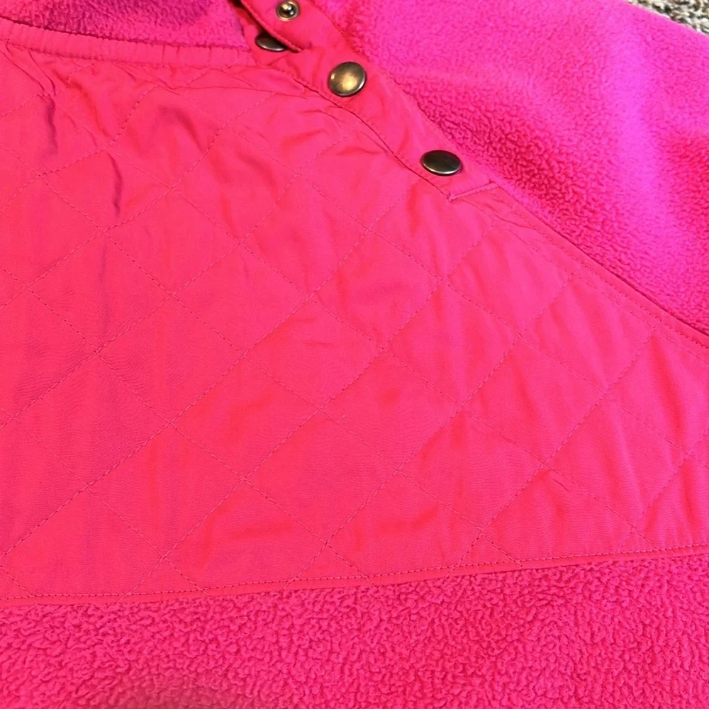 J. Crew Hot Pink Snap Quilted Pullover